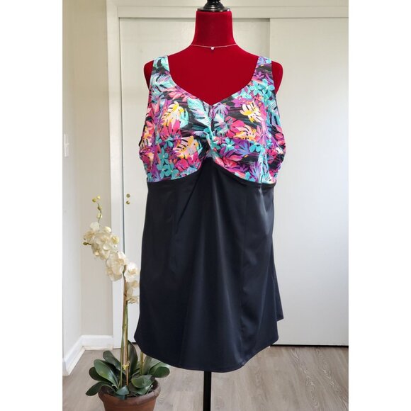 Swimsuits for all Womens One Piece Print Bodice Swimdress Plus Size 28 1351 - Picture 3 of 11